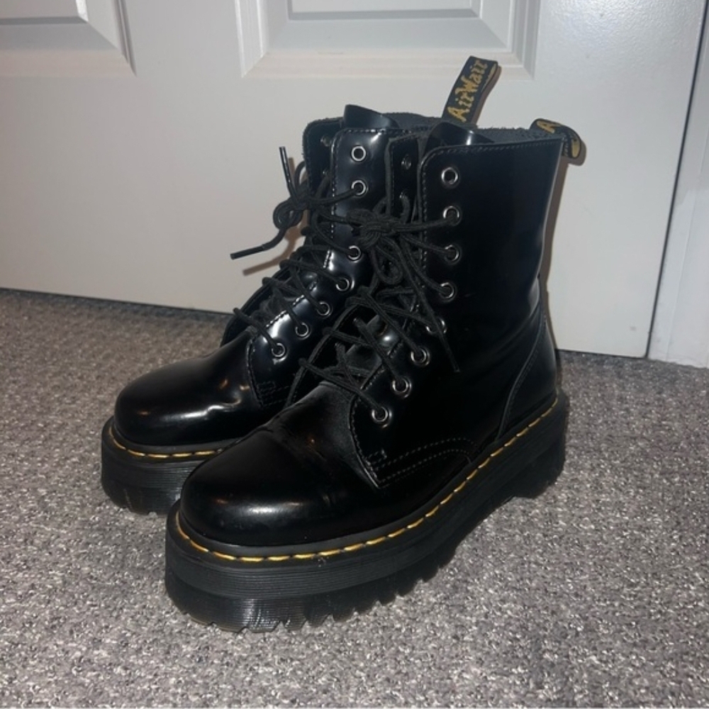 Dr. Martens Black Lace-Up Platform Combat Boots